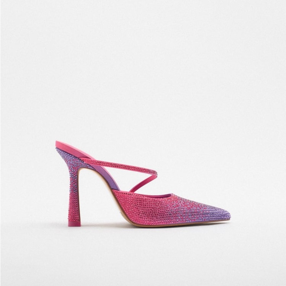 Zara Rhinestone Heeled Mules - Picture 6 of 12